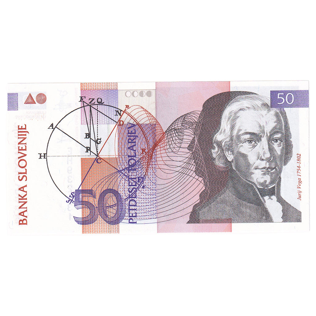 Bankovka,
Slovinsko,
50 Tolarjev