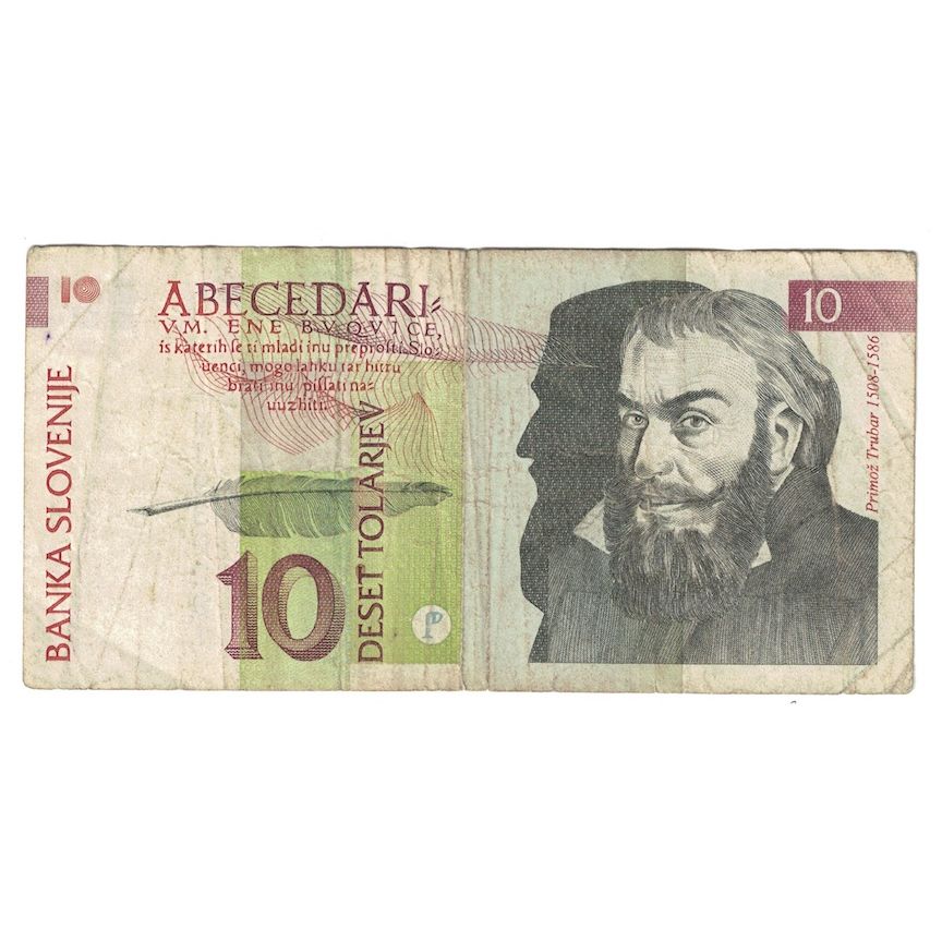 Bankovka,
Slovinsko,
10 Tolarjev