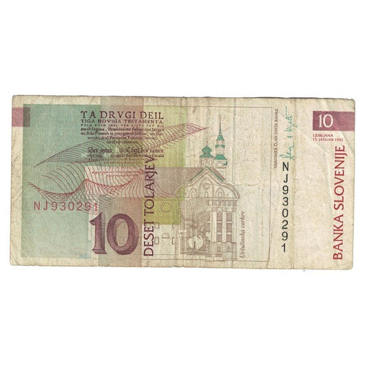 Bankovka,
Slovinsko,
10 Tolarjev