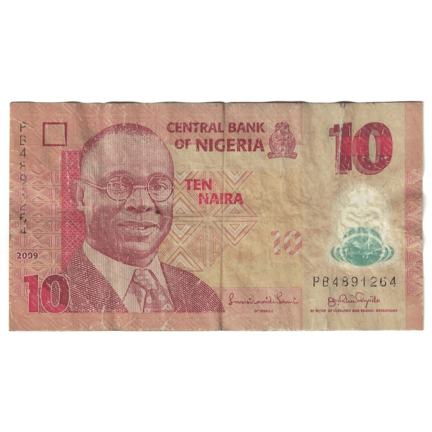 Bankovka,
Nigérie,
10 Naira