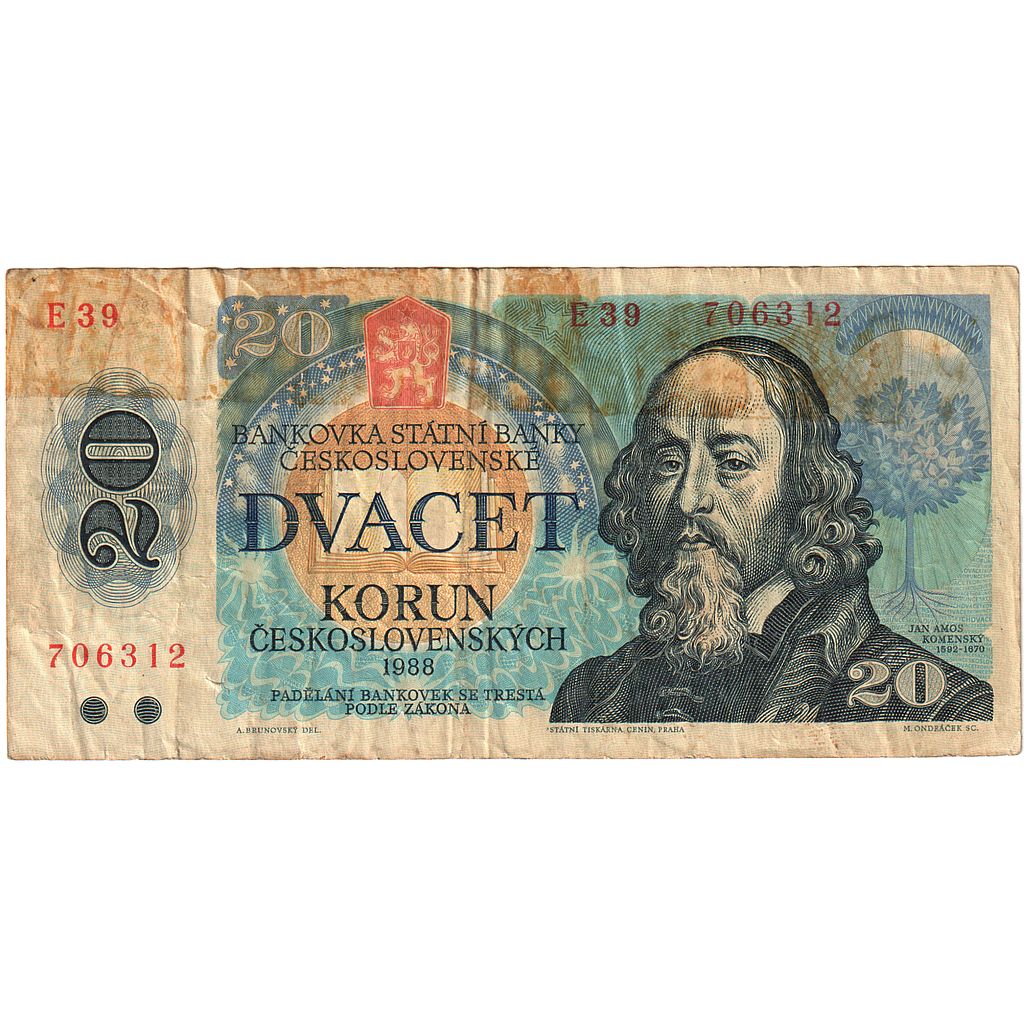 Československo,
20 korun,
1988