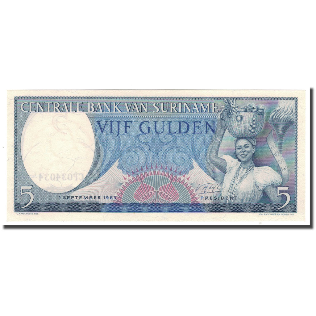 Bankovka,
Surinam,
5 zlatých