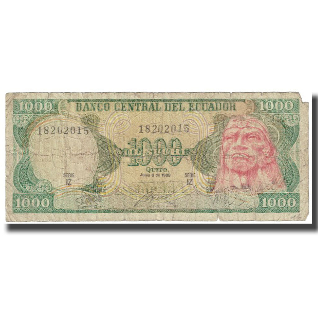 Bankovka,
Ekvádor,
1000 Sucres