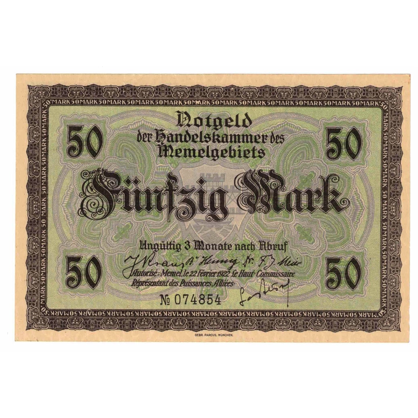 Bankovka,
memel,
50 marek