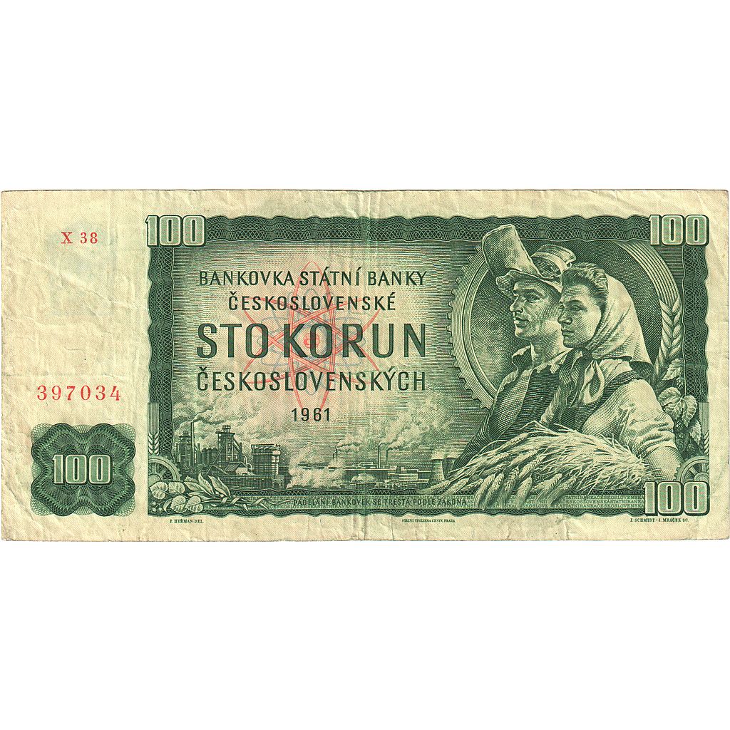 Bankovka,
Československo,
100 korun
