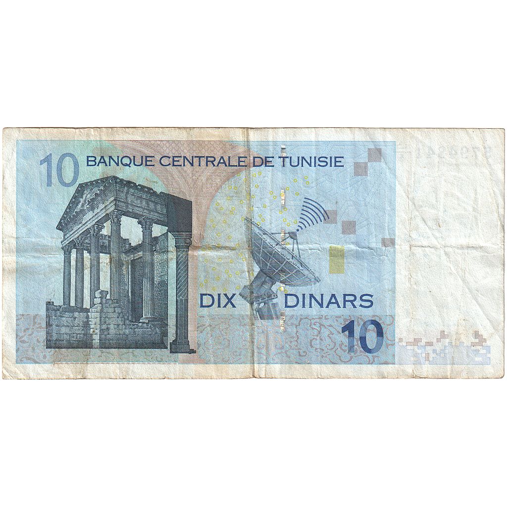 Bankovka,
Tunisko,
10 dinárů