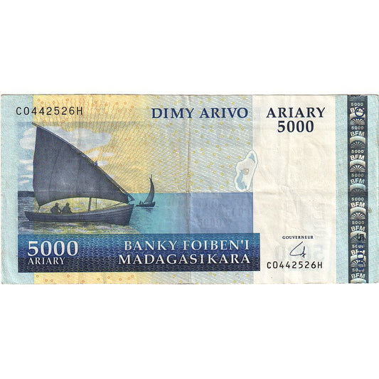 Bankovka,
Madagaskar,
5000 ariary