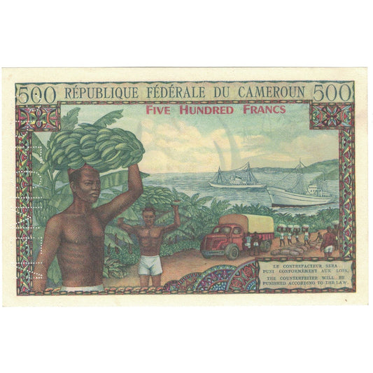 Bankovka,
Kamerun,
500 franků