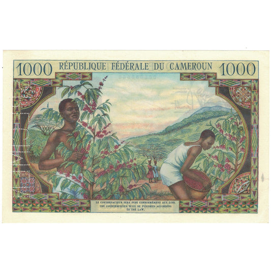 Bankovka,
Kamerun,
1000 franků