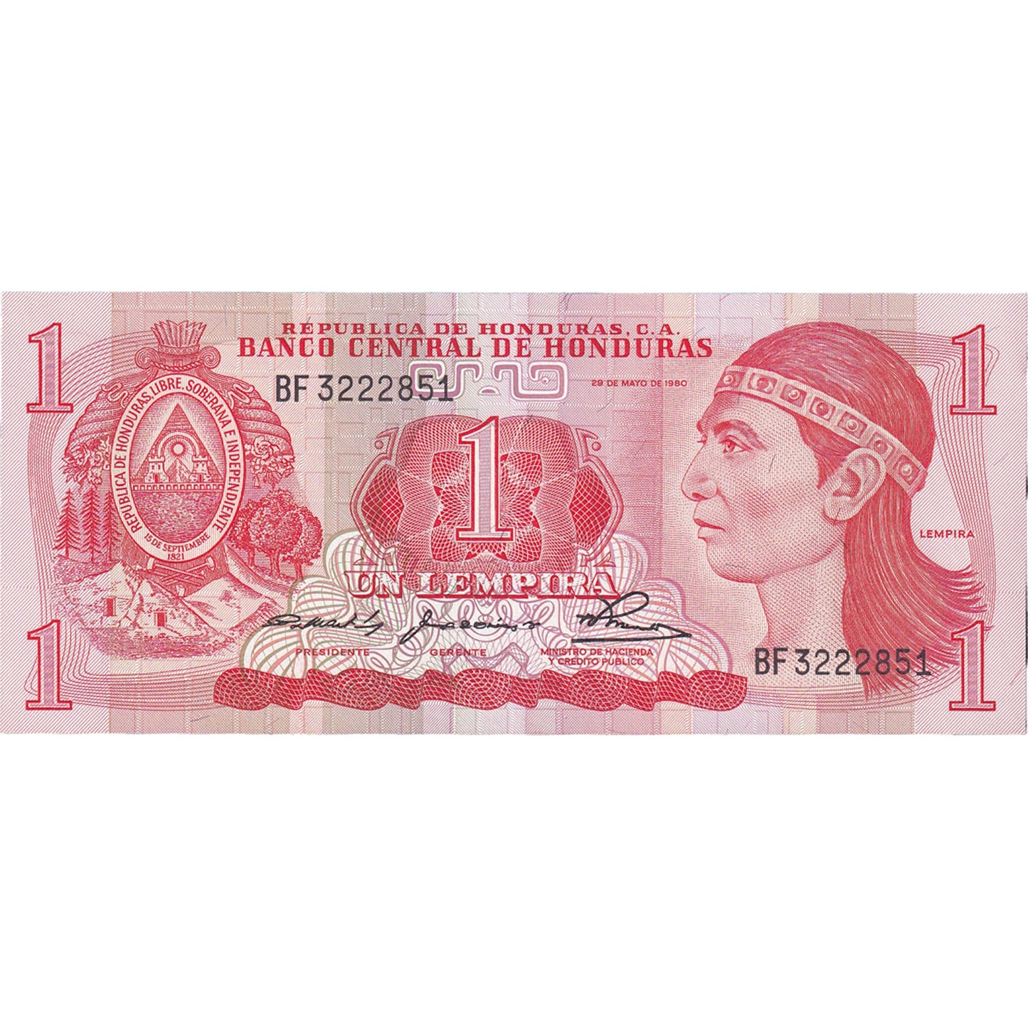 Bankovka,
Honduras,
1 Lempira