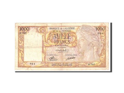 Bankovka, 
  
  Alžírsko, 
  
  1000 franků