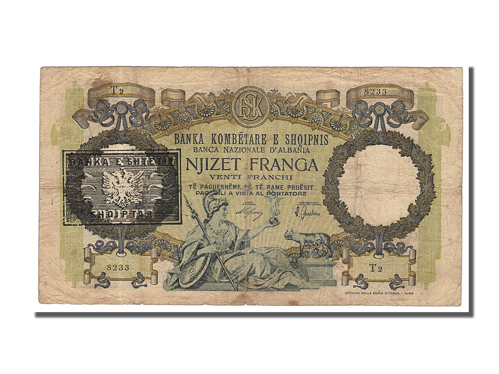 Bankovka, 
  
  Albánie, 
  
  20 Franga