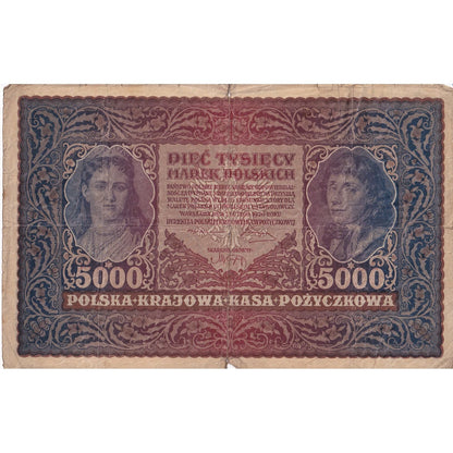 Polsko, 
  
  5000 Marek, 
  
  1920