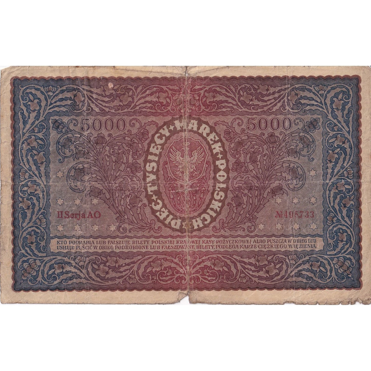 Polsko, 
  
  5000 Marek, 
  
  1920