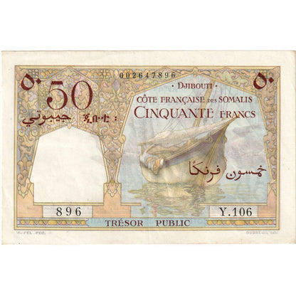 francouzské Somaliland, 
  
  50 franků, 
  
  Nedatováno (1952)