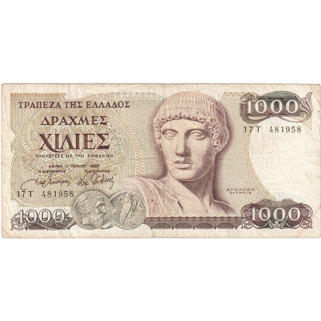 Bankovka, 
  
  Řecko, 
  
  1000 drachem