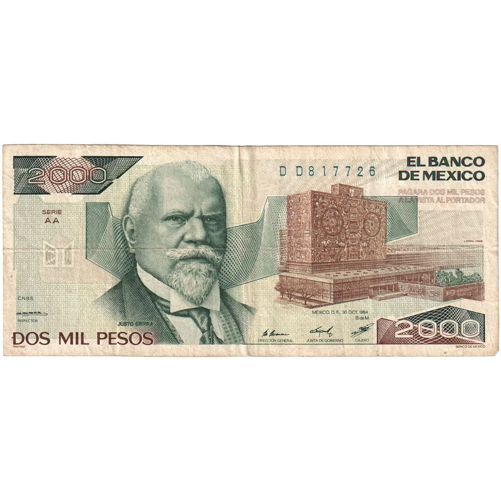 Mexiko, 
  
  2000 pesos, 
  
  1984-10-30
