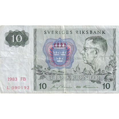 Bankovka, 
  
  Švédsko, 
  
  10 korun