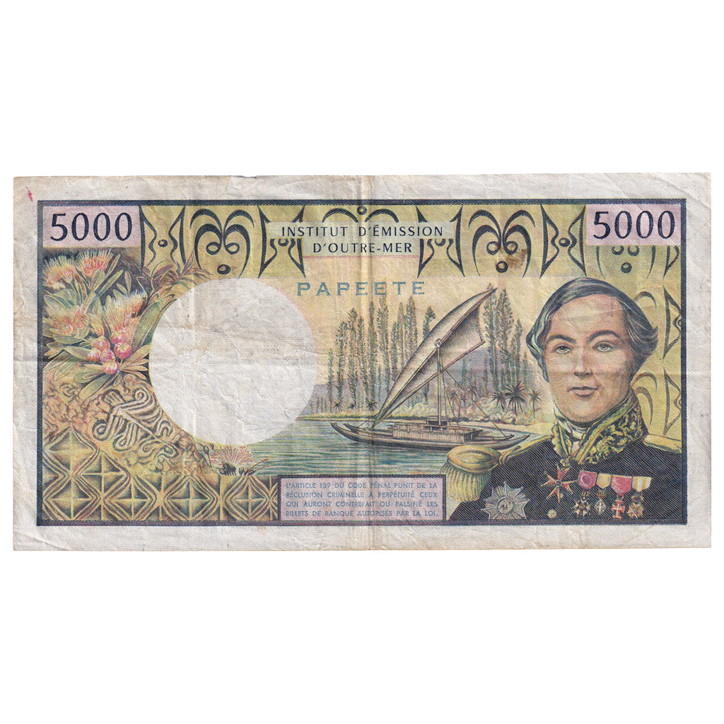 Bankovka, 
  
  Tahiti, 
  
  5000 franků