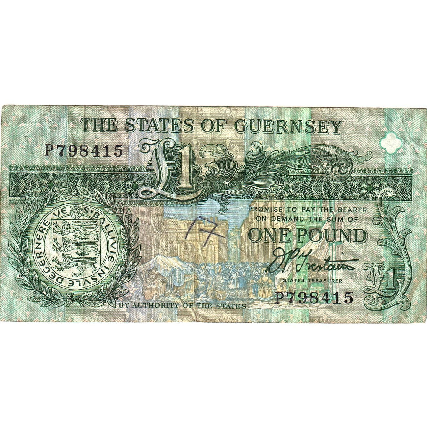 Bankovka, 
  
  Guernsey, 
  
  1 libra