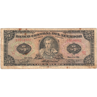 Ekvádor, 
  
  5 Sucres, 
  
  1980