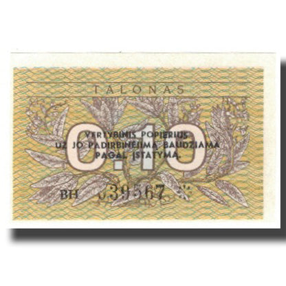 Bankovka, 
  
  Litva, 
  
  0,10 Talonas