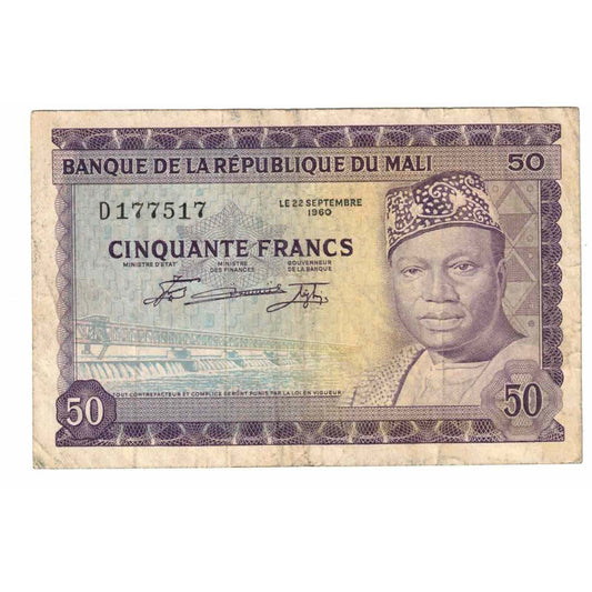 Bankovka, 
  
  Mali, 
  
  50 franků