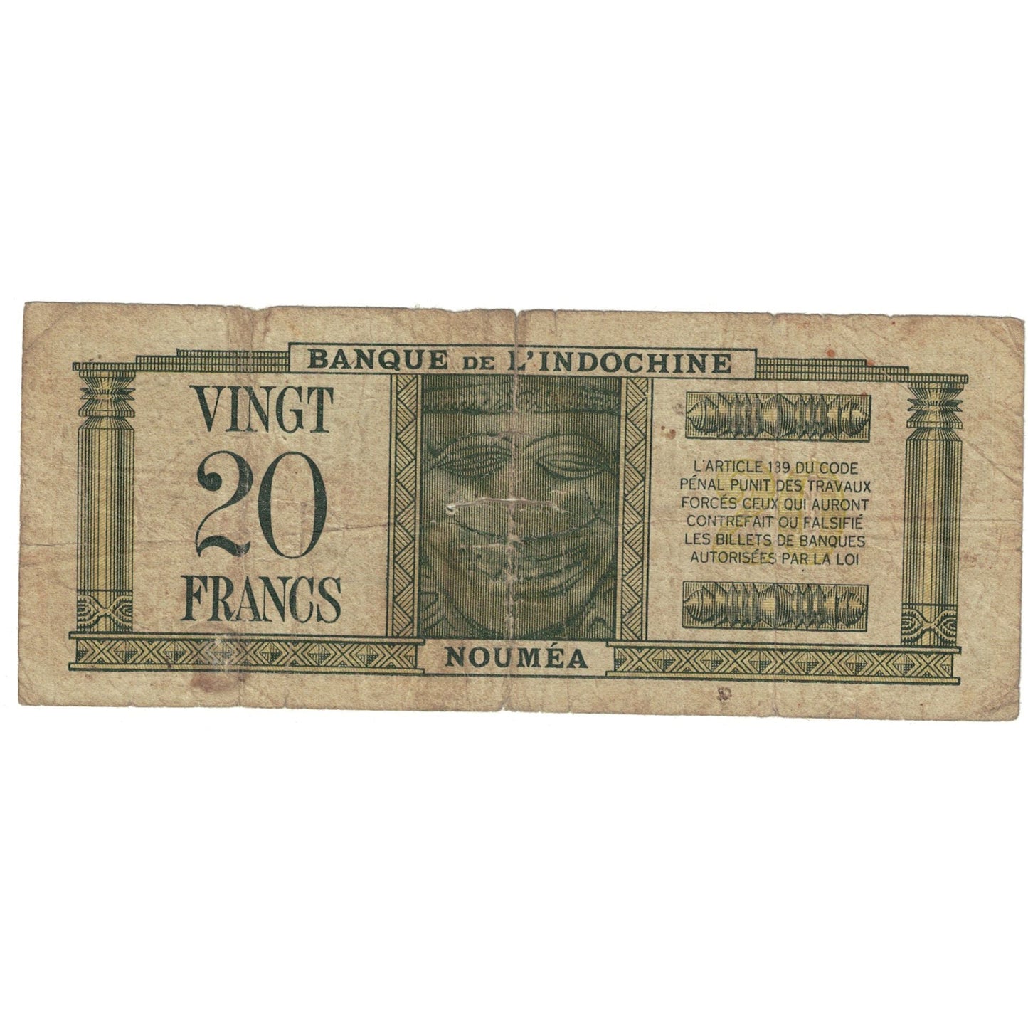 Bankovka, 
  
  Nové Hebridy, 
  
  20 franků