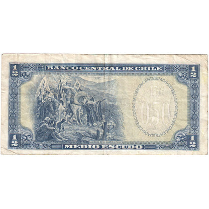 Bankovka, 
  
  Chile, 
  
  1/2 escudo