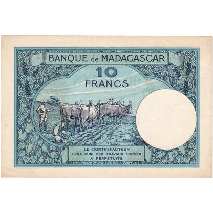 Madagaskar, 
  
  10 franků, 
  
  Nedatováno (1937-47)