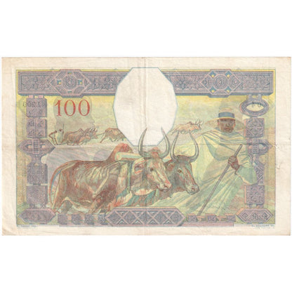 Madagaskar, 
  
  100 franků, 
  
  Nedatováno (cca 1937)