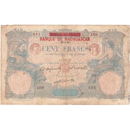Madagaskar, 
  
  100 franků, 
  
  1893
