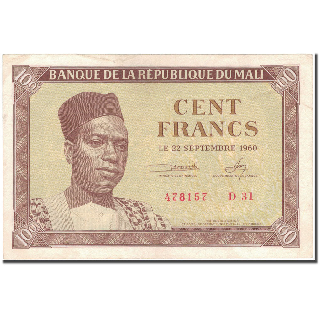 Bankovka, 
  
  Mali, 
  
  100 franků