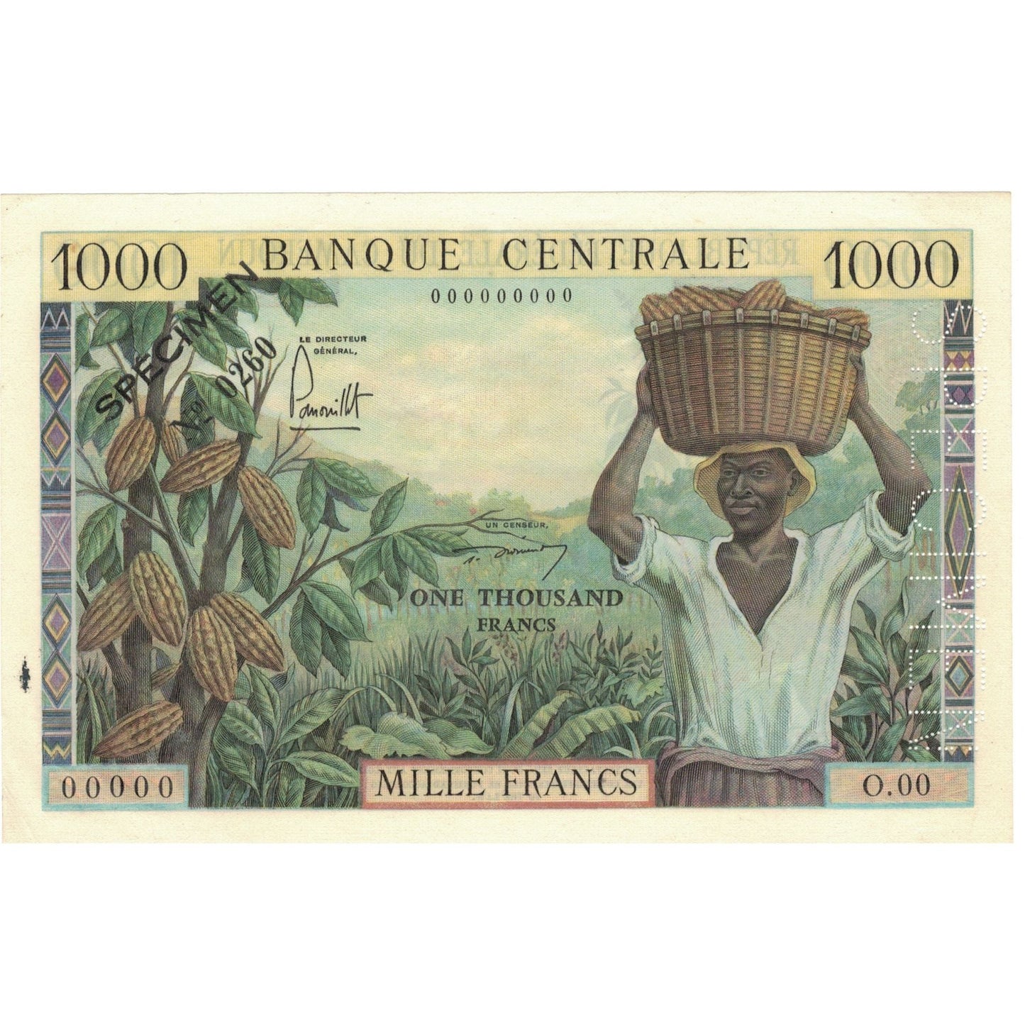 Bankovka, 
  
  Kamerun, 
  
  1000 franků