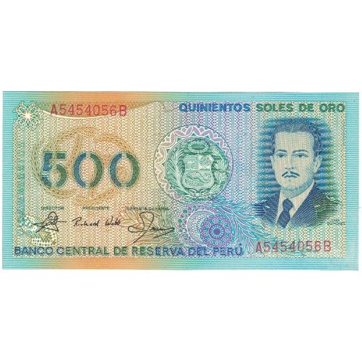 Bankovka, 
  
  Peru, 
  
  500 Soles De Oro