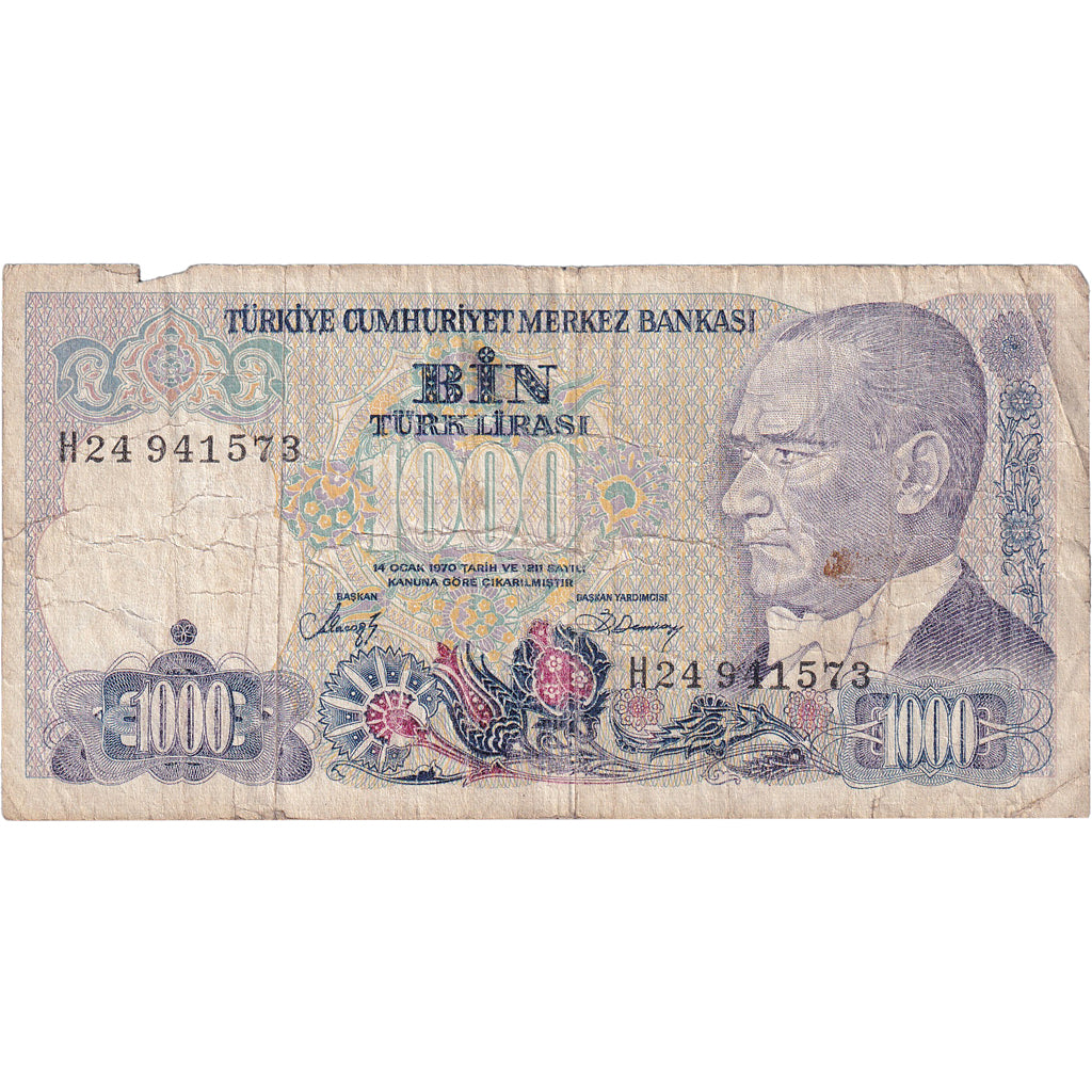 Bankovka, 
  
  Turecko, 
  
  1000 lir